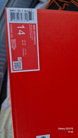 Nike Air Presto Talla 48.5 Blancas Nuevas