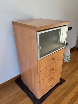 Cómoda madera 3 cajones + estante