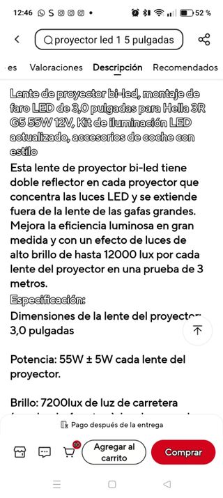 Lente Proyector Bi faro LED 3.0 HDYEGIOU