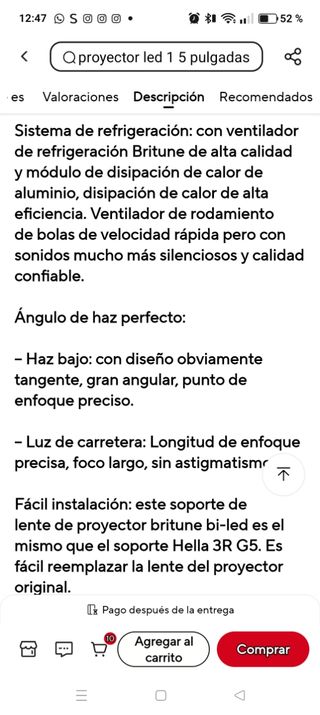 Lente Proyector Bi faro LED 3.0 HDYEGIOU