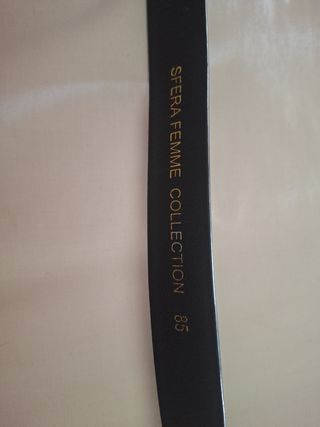 Cinturón Sfera Negro con Detalles Dorados y Perlas