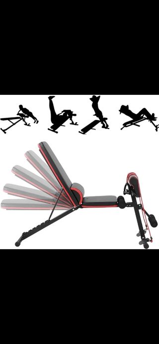 Banco de pesas plegable con mancuernas