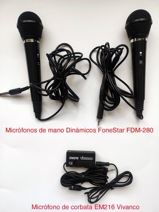 2 Micrófonos FoneStar FDM-280 + Mic. Corbata EM216