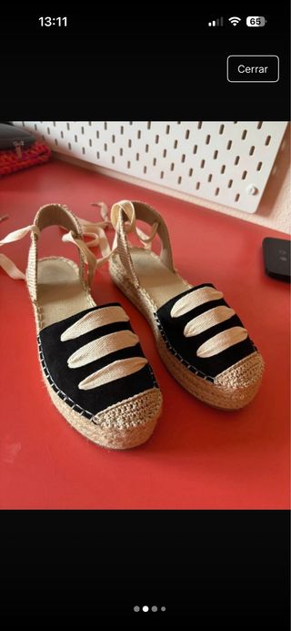 Sandalias esparto lazo beige