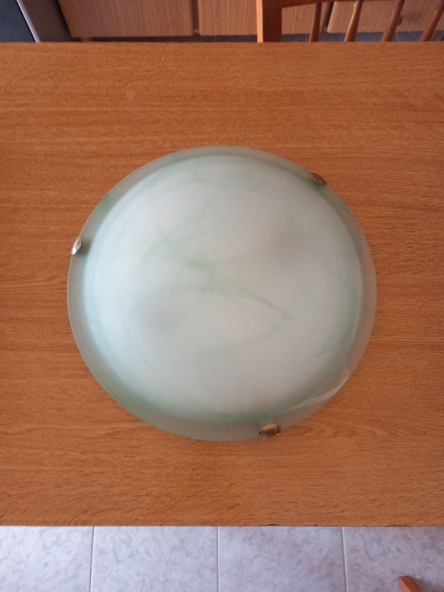 Plafoniera/Lampadario Vetro Verde e Bianco