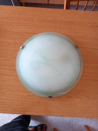 Plafoniera/Lampadario Vetro Verde e Bianco