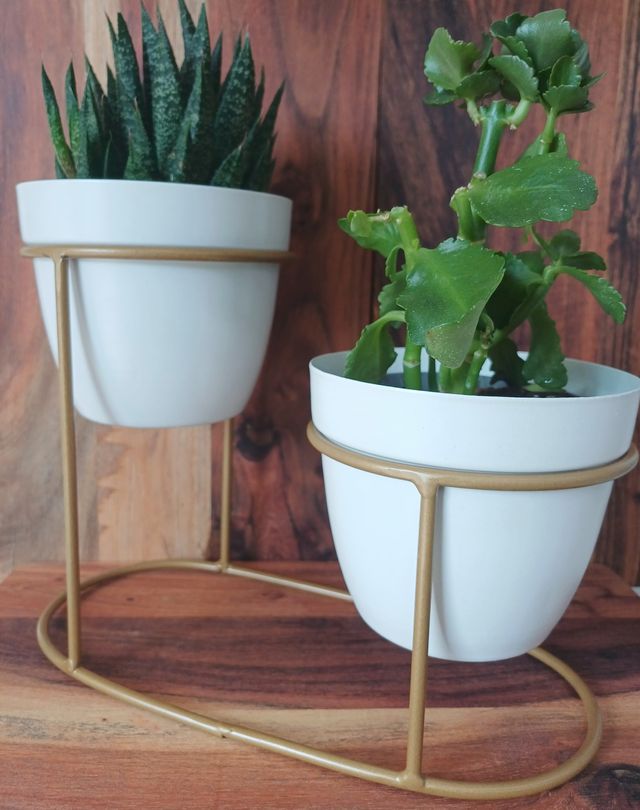 Vaso da fiori in ferro doppio dorato e bianco