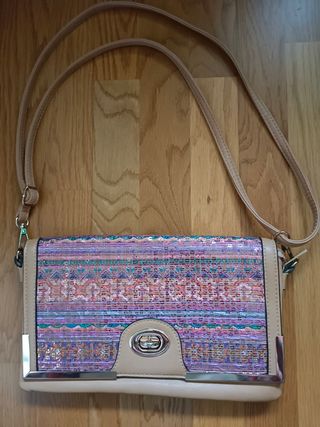 Bolso de mano mujer beige y multicolor
