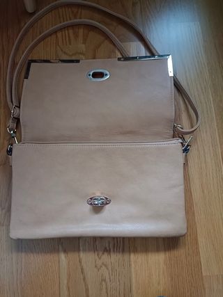 Bolso de mano mujer beige y multicolor