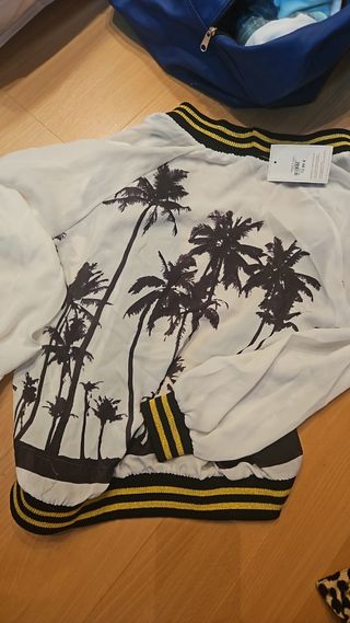 Chaqueta bomber palmeras dorada