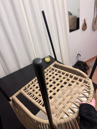 4 Sillas de Jardín Sklum Rattan Negro/Beige