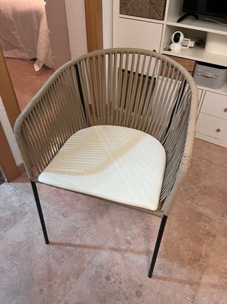 4 Sillas de Jardín Sklum Rattan Negro/Beige