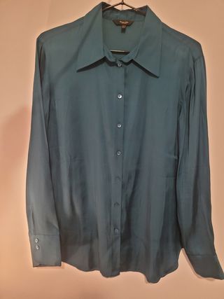 Camisa Massimo Dutti Verde Azulado Talla M