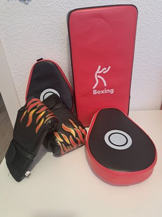 Kit Boxeo Guantes y Paw Pads Rojo