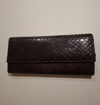 Bolso Piel Serpiente Marrón chocolate y Dorado