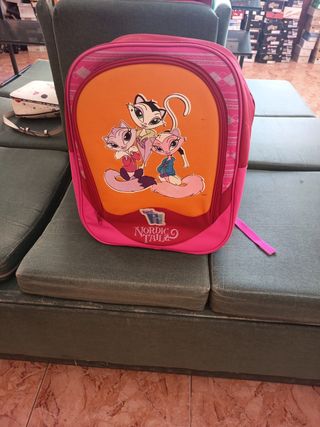 Mochila Nordic Tailz Gatos Naranja y Rosa
