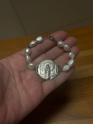 Pulsera Virgen del Pilar Perlas Plata