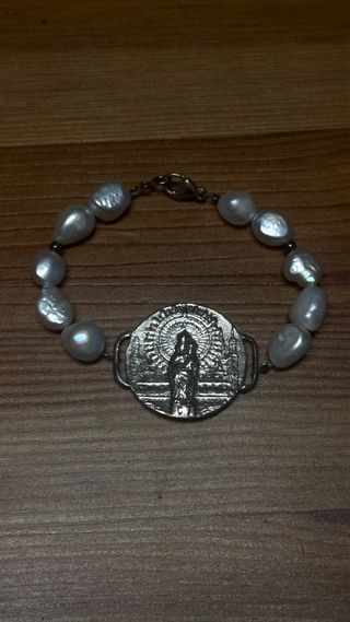 Pulsera Virgen del Pilar Perlas Plata