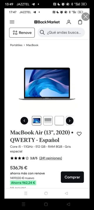 MACBOOK AIR 2020 ORO ROSA  BATERÍA NUEVA 