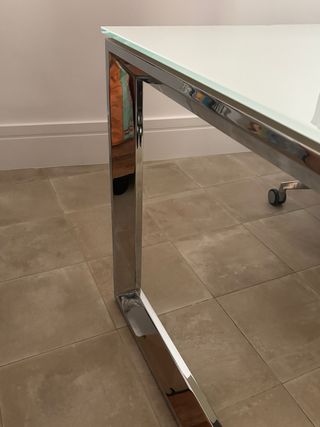 Escritorio Oficina Cristal y Metal 2x1m