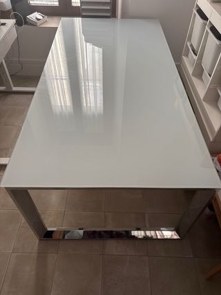 Escritorio Oficina Cristal y Metal 2x1m