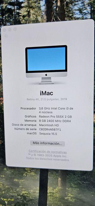 iMac 21.5 Retina 4K. 2019 Plata