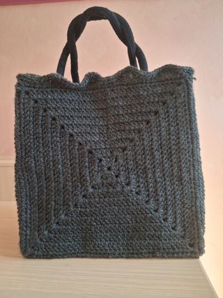 Borsa handmade floreale grigia