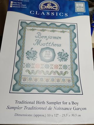 Patrón Punto de Cruz DMC Traditional Birth Sampler