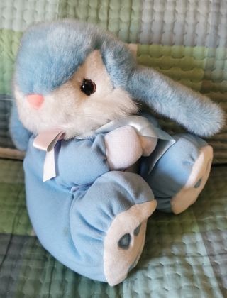 Coniglietto peluche vintage azzurro