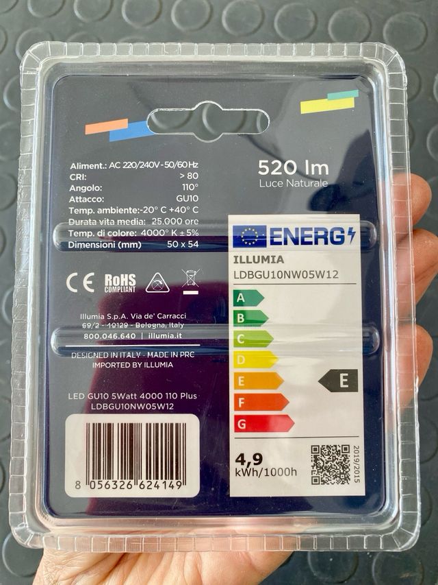 5 Lampadine LED GU10 SPOT Luce Naturale 4,9W