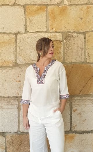 Kaftan Zara Blanco Multicolor