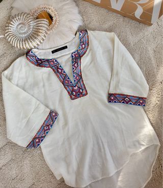 Kaftan Zara Blanco Multicolor
