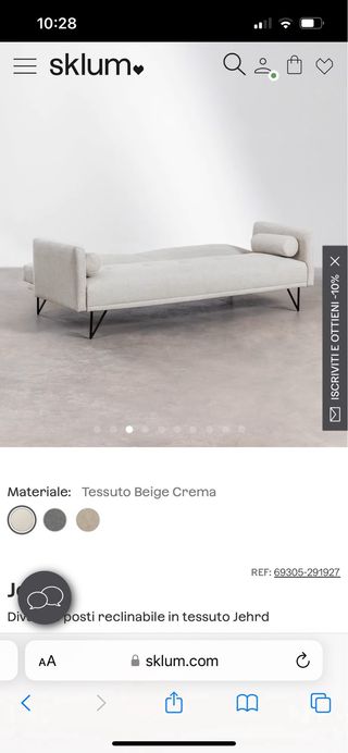 Divano letto Sklum beige tessuto