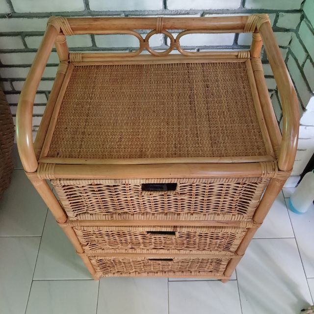 Mueble Cajonero Mimbre 3 Cajones