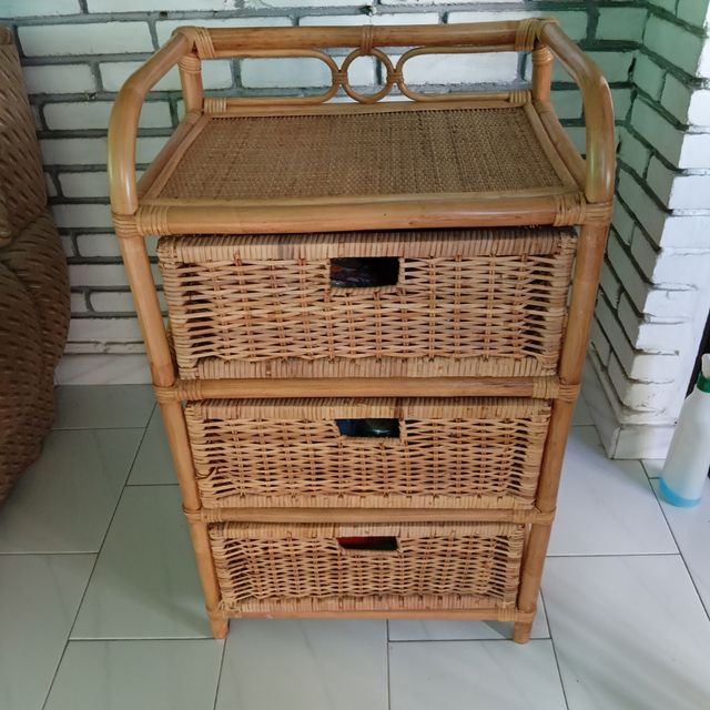 Mueble Cajonero Mimbre 3 Cajones