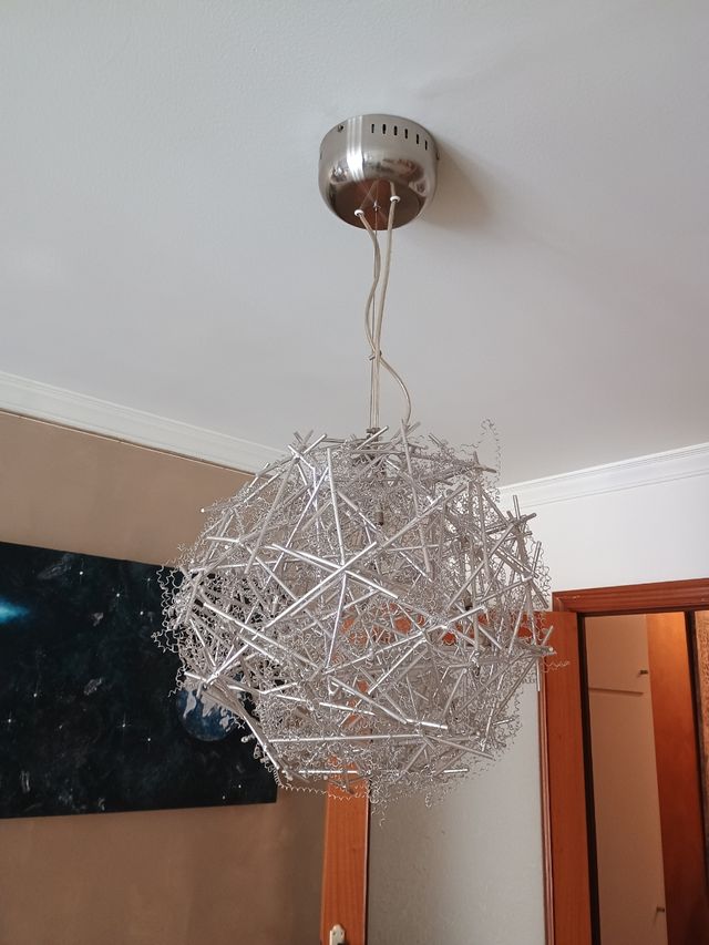 Lámpara de comedor moderna de metal plateado