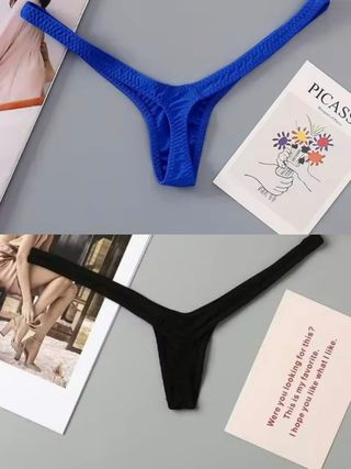 Pack 2 tangas tiro bajo negro y azul