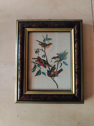 Quadretto vintage stampa uccelli su tessuto