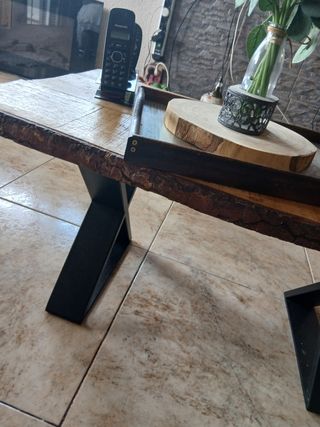 CHOLLO, Mesa de centro de madera rústica
