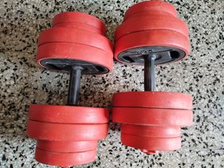 Mancuernas rojas ajustables en muy buen estado