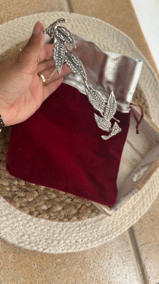 Tiara Novia Hojas Brillantes Plata