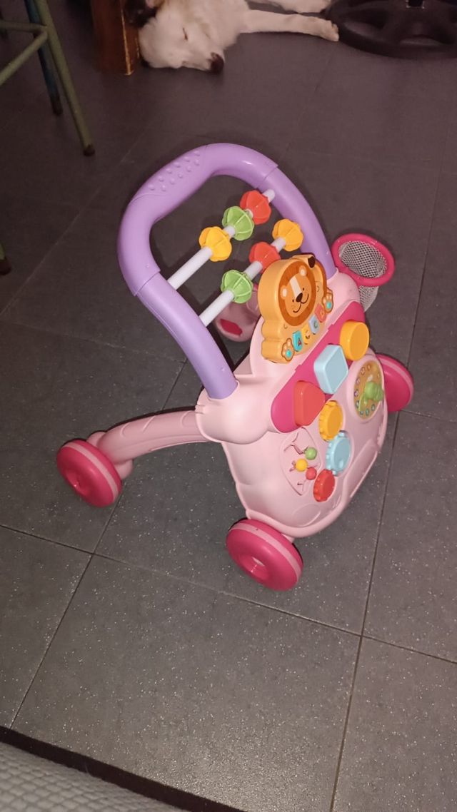 Correpasillos bebé rosa con actividades