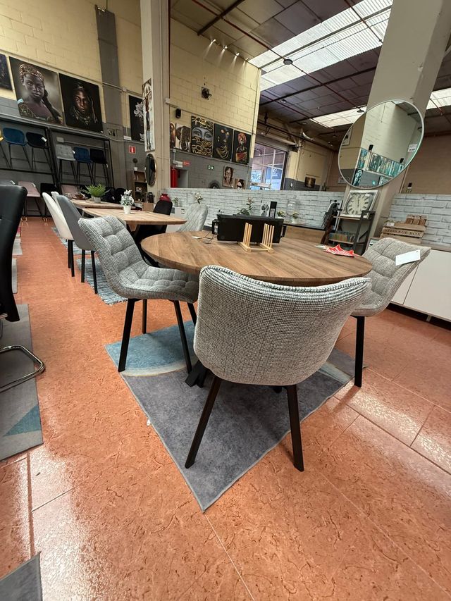 Mesa redonda madera y metal