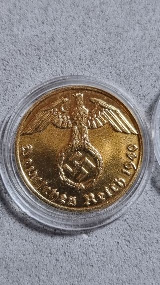 Moneda Tercer Reich Chapada en Oro 1940