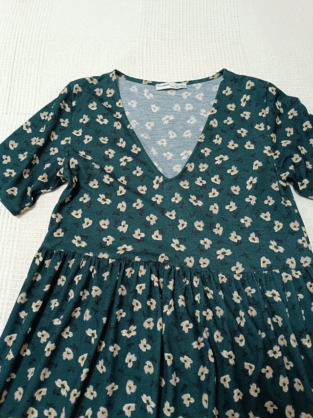 Vestido verde estampado floral Pull&Bear