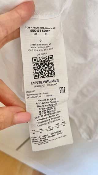 Emporio Armani Camisa Blanca Manga Corta