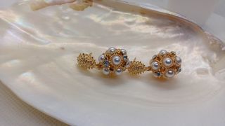 Pendientes Vintage Chapado Oro Perlas