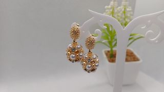 Pendientes Vintage Chapado Oro Perlas