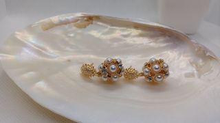 Pendientes Vintage Chapado Oro Perlas