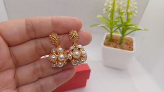 Pendientes Vintage Chapado Oro Perlas